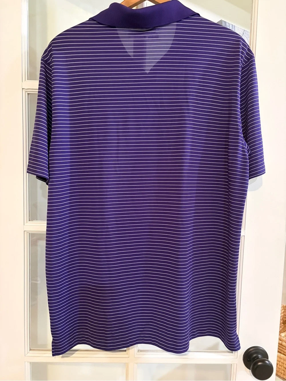 Nike Golf Tour Performance Dri-Fit Purple Stripe Polo Shirt Men’s Athletic Large